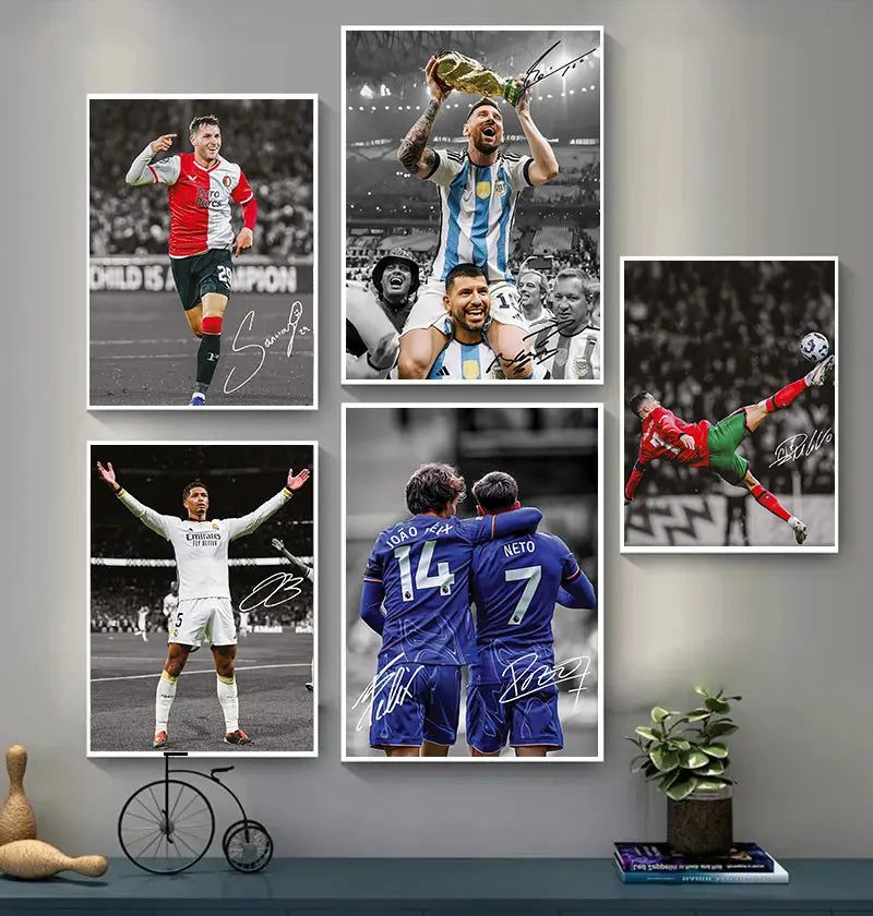 Star Athletes On the Football Field Poster Super Moment Colour Canvas Painting Wall Art Picture Living Room Home Decor Fan Gifts