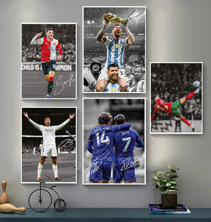 Star Athletes On the Football Field Poster Super Moment Colour Canvas Painting Wall Art Picture Living Room Home Decor Fan Gifts