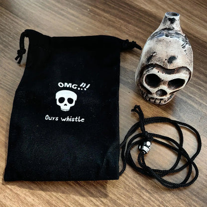 Authentic Aztec Death Whistle, Skull Human Scream Loud High Decibels for Rituals, Spooky Sounding Halloween Prop
