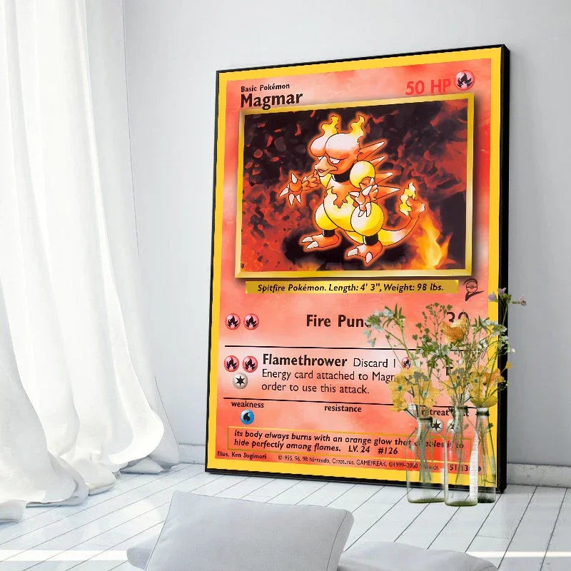 Pokemon Basis Set 1996 Jaar Engels Kaarten Shining Canvas Painting Poster Print Watercolor Wall Art Picture Home Decor Gifts