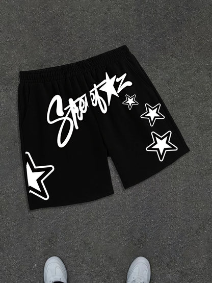 Men's Summer High-Street Style Printed Knit Shorts: Casual, Sporty, and Streetwear Shorts