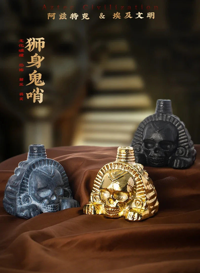 Authentic Aztec Whistle Loud Spookys Aztec Scary Death Whistle Realistic Human Screaming Aztec Ghost War Whistle Skull Head Toy