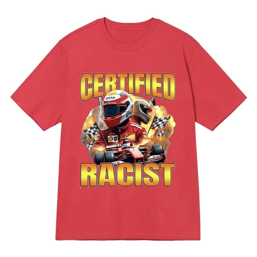 Professional Certified Racist European and American Creative Oversized Pure Cotton Short-sleeved T-shirt Men's High Quality Top
