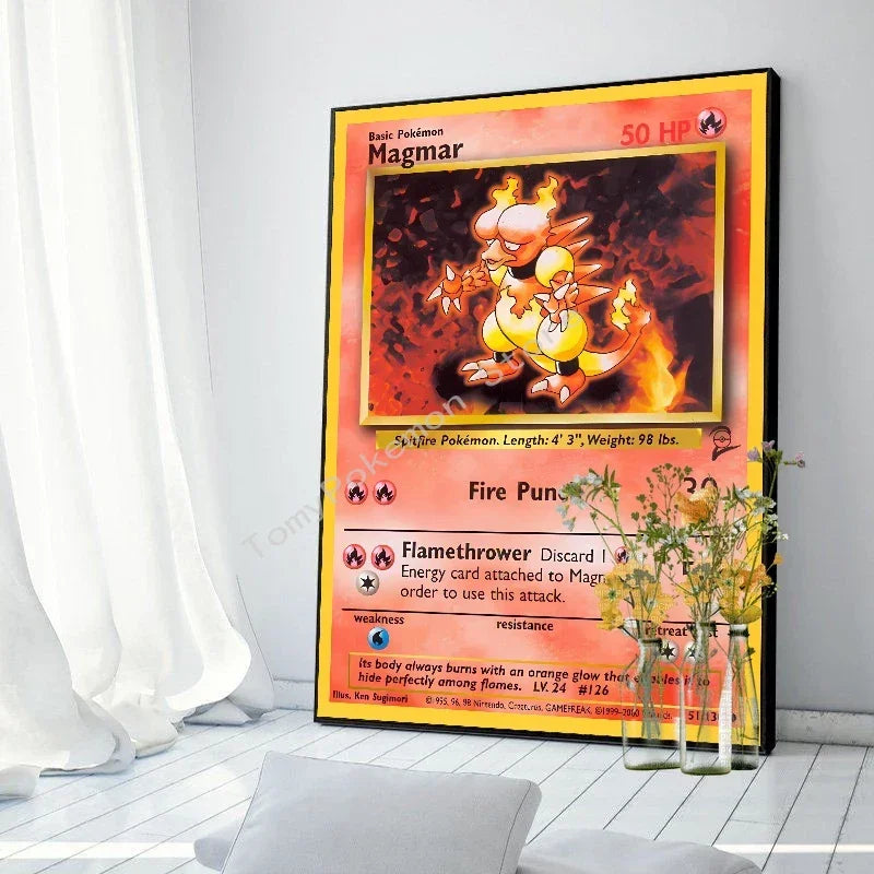Pokemon Basis Set 1996 Jaar Engels Kaarten Shining Canvas Painting Poster Print Watercolor Wall Art Picture Home Decor Gifts