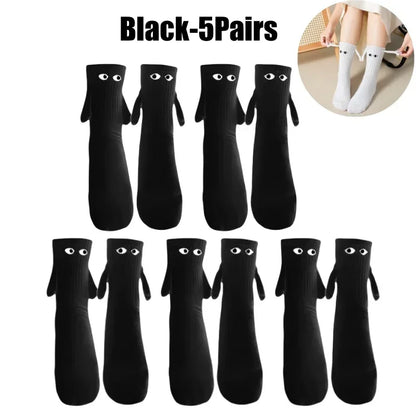 Funny Matching Couple Socks Instagrammable Magnetic Hand Hold Mid Calf Set for Dating Couples BFFs Photo Prop