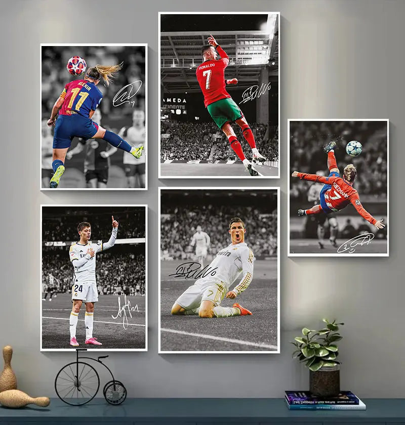 Star Athletes On the Football Field Poster Super Moment Colour Canvas Painting Wall Art Picture Living Room Home Decor Fan Gifts