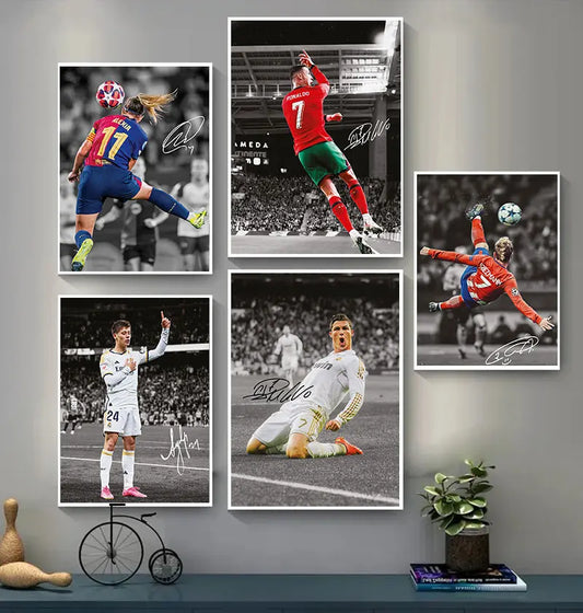 Star Athletes On the Football Field Poster Super Moment Colour Canvas Painting Wall Art Picture Living Room Home Decor Fan Gifts
