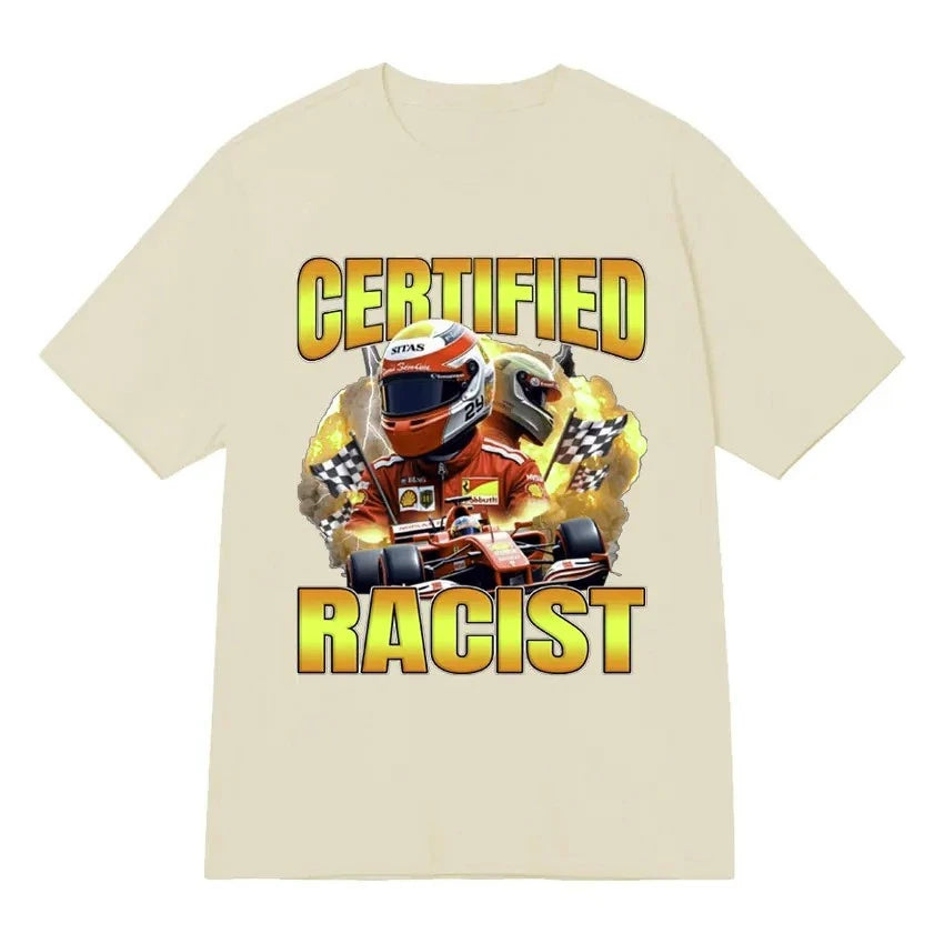 Professional Certified Racist European and American Creative Oversized Pure Cotton Short-sleeved T-shirt Men's High Quality Top