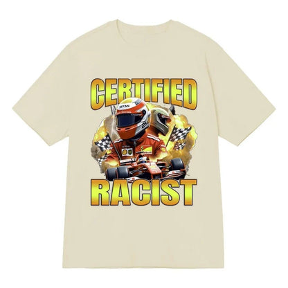 Professional Certified Racist European and American Creative Oversized Pure Cotton Short-sleeved T-shirt Men's High Quality Top