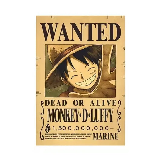 Anime One Piece Bounty Wanted Posters Luffy Gear 5 Nika Ace Kid Figures Vintage Living Room Wall Decoration Stickers Toys Gifts