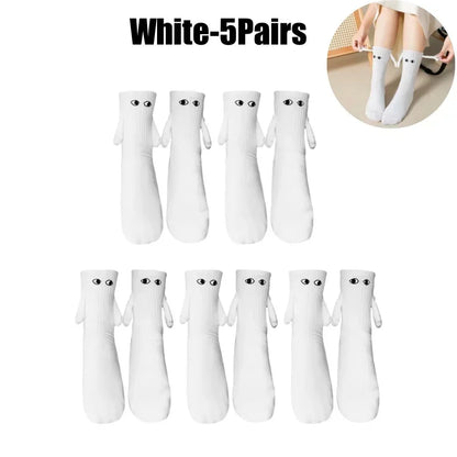 Funny Matching Couple Socks Instagrammable Magnetic Hand Hold Mid Calf Set for Dating Couples BFFs Photo Prop