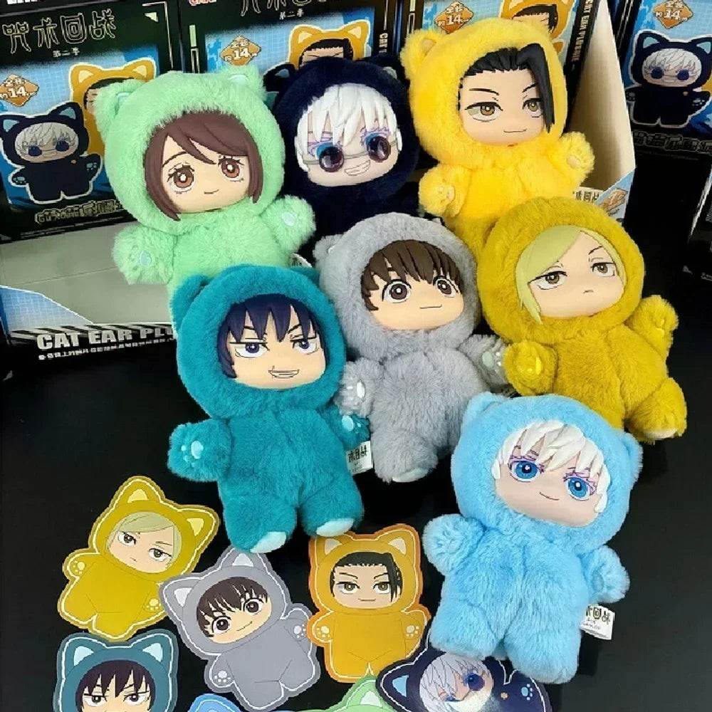 ujutsu Kaisen Gojo Satoru Plush Toy Cute Cat Ear Hoodie Stuffed Doll Anime Figure Collectible Gift for Fans