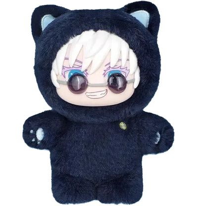 ujutsu Kaisen Gojo Satoru Plush Toy Cute Cat Ear Hoodie Stuffed Doll Anime Figure Collectible Gift for Fans