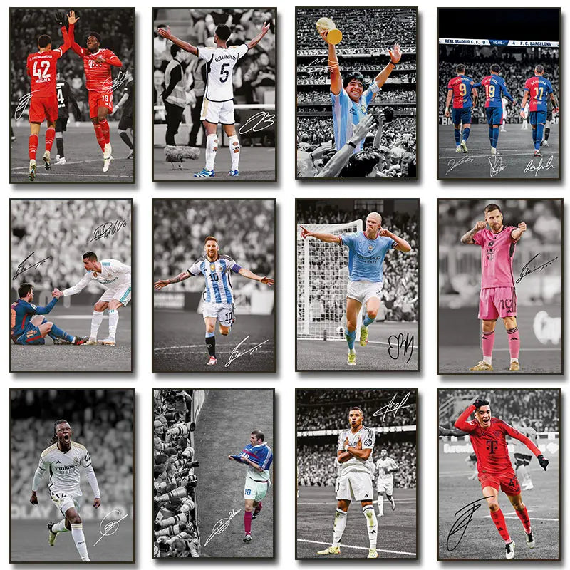 Star Athletes On the Football Field Poster Super Moment Colour Canvas Painting Wall Art Picture Living Room Home Decor Fan Gifts