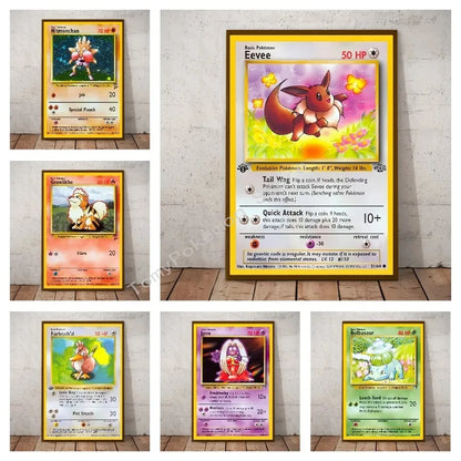 Pokemon Basis Set 1996 Jaar Engels Kaarten Shining Canvas Painting Poster Print Watercolor Wall Art Picture Home Decor Gifts