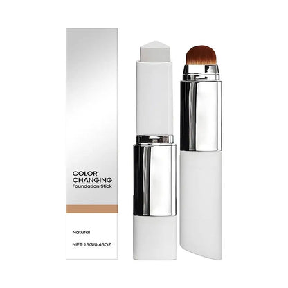 2-in-1 Color-Changing Foundation Stick Liquid Lightweight Moisturizing Brightening Foundation Color Changing For All Skin Types